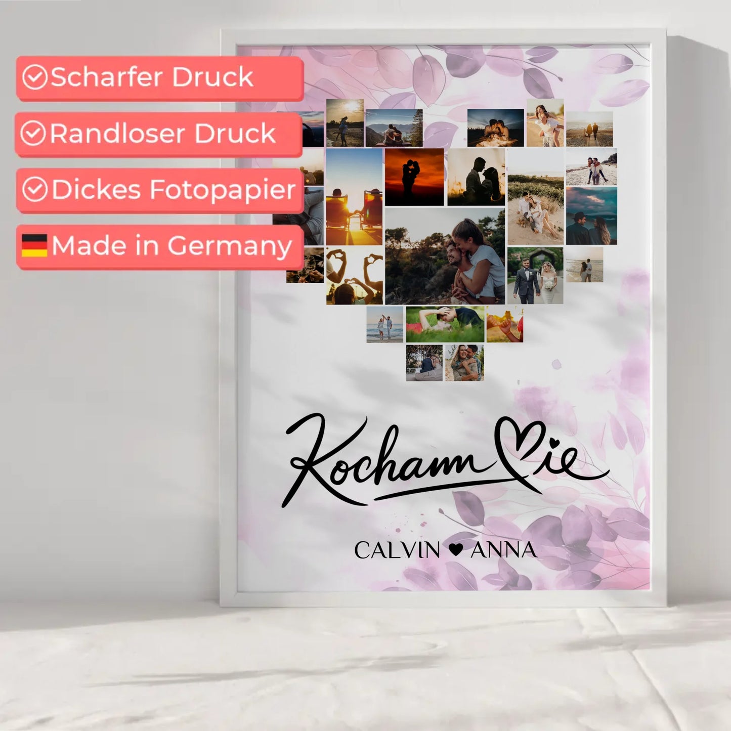 Poster Liebe Fotocollage Kocham Cie personalisierte Geschenke
