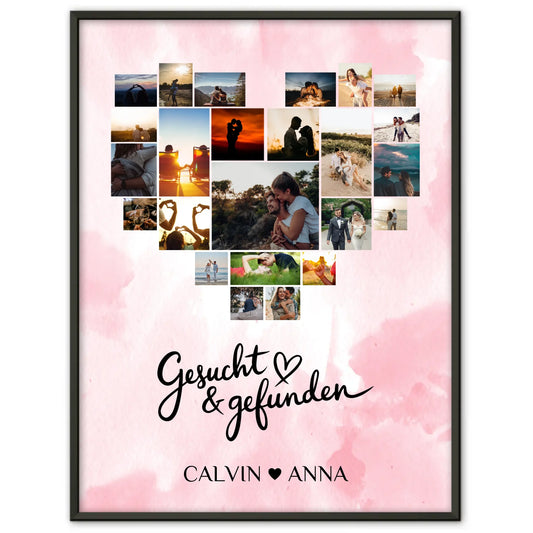 Valentinstag Poster Fotocollage Gesucht und Gefunden Geschenk