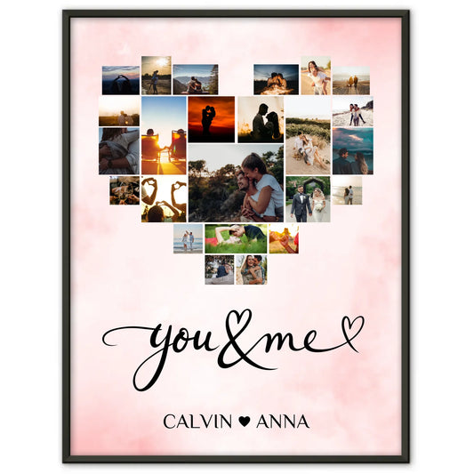 You and Me Liebes Poster Fotocollage für Paare
