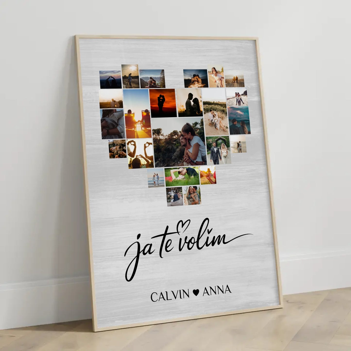Personalisiertes Poster Fotocollage Ja Te Volim Geschenkidee
