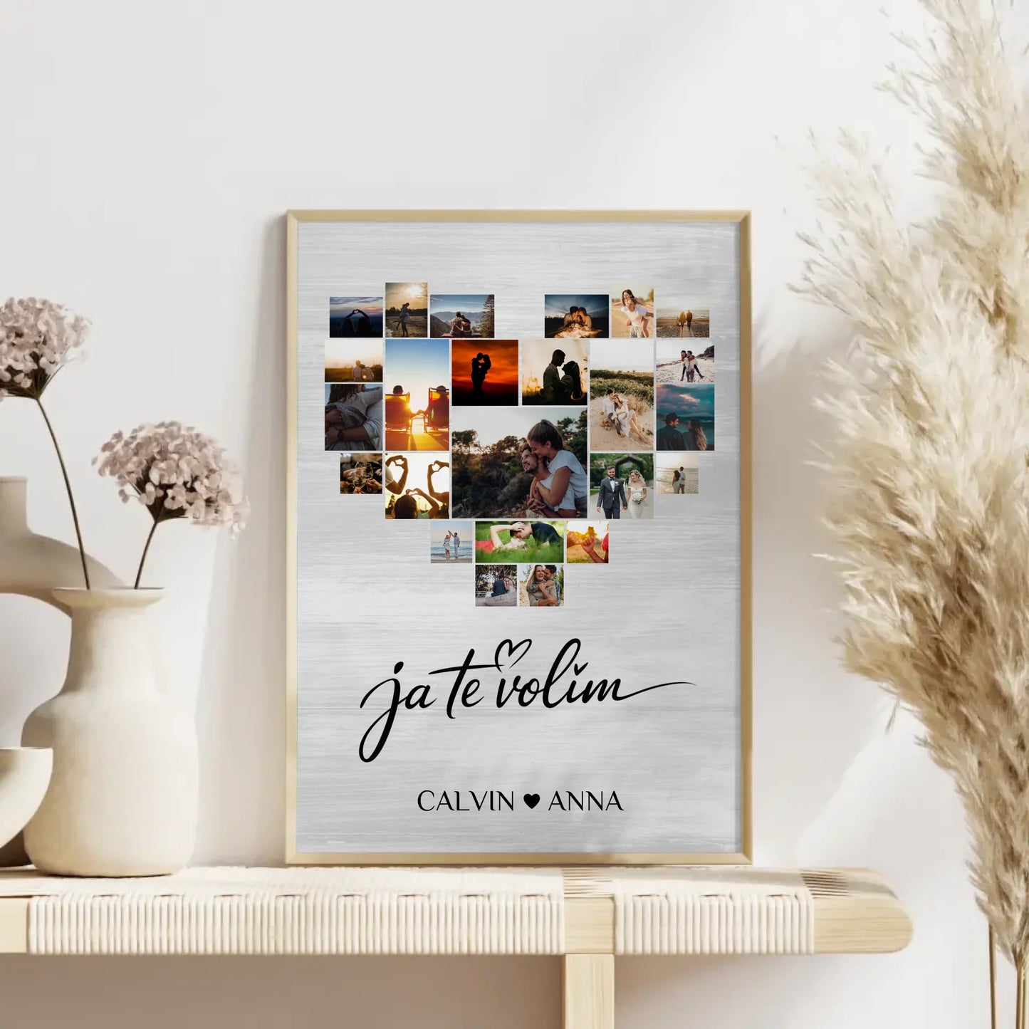 Personalisiertes Poster Fotocollage Ja Te Volim Geschenkidee