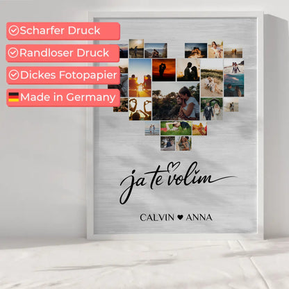 Personalisiertes Poster Fotocollage Ja Te Volim Geschenkidee