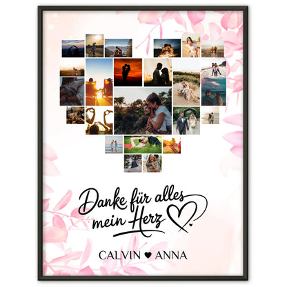 Liebesposter Fotocollage Danke Für Alles Mein Herz gestalten