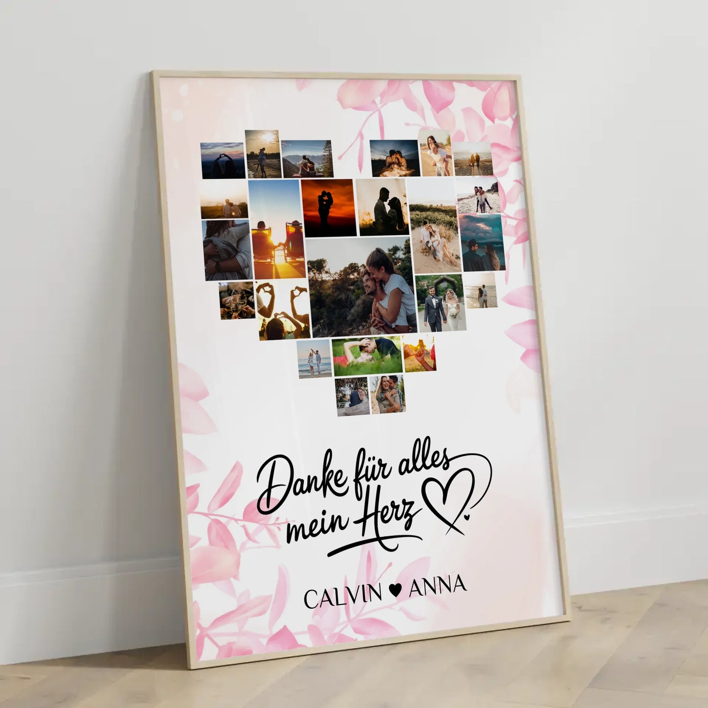 Liebesposter Fotocollage Danke Für Alles Mein Herz gestalten