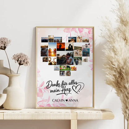 Liebesposter Fotocollage Danke Für Alles Mein Herz gestalten