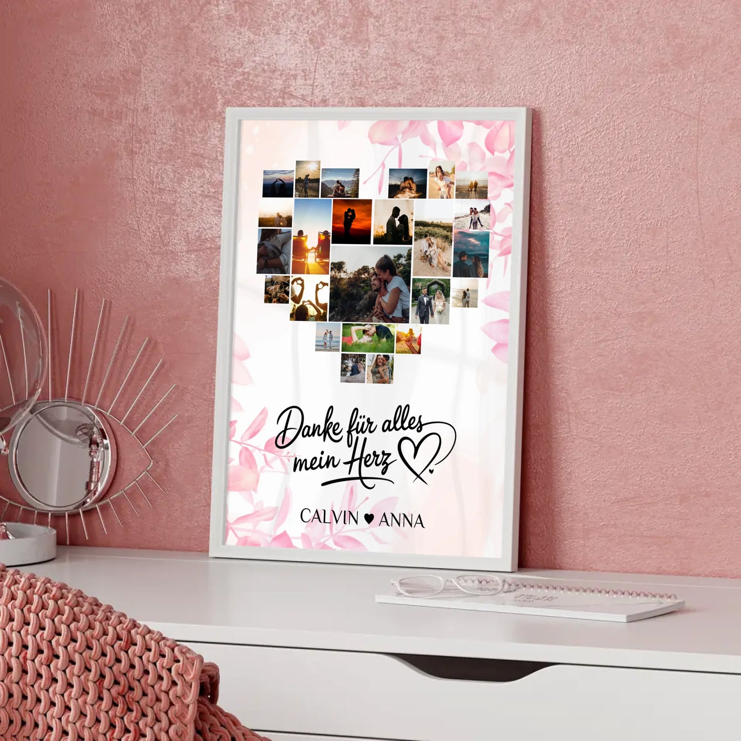 Liebesposter Fotocollage Danke Für Alles Mein Herz gestalten