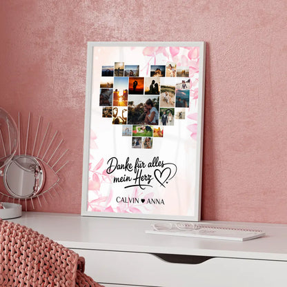 Liebesposter Fotocollage Danke Für Alles Mein Herz gestalten