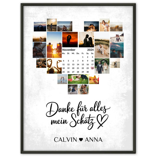 Personalisiertes Poster Fotocollage Danke Für Alles Mein Schatz
