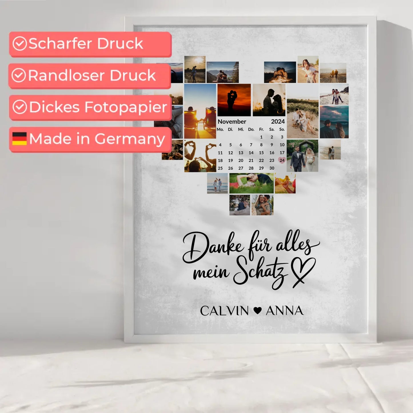 Personalisiertes Poster Fotocollage Danke Für Alles Mein Schatz