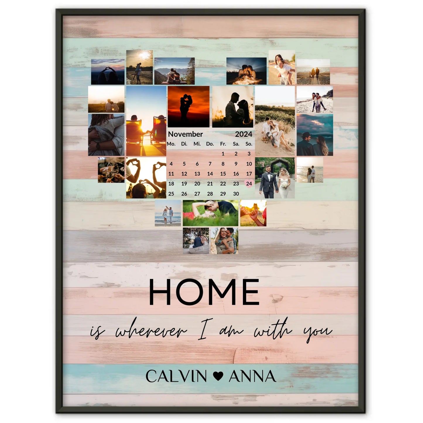 Personalisierte Poster Liebe Fotocollage Home Is Wherever You Are