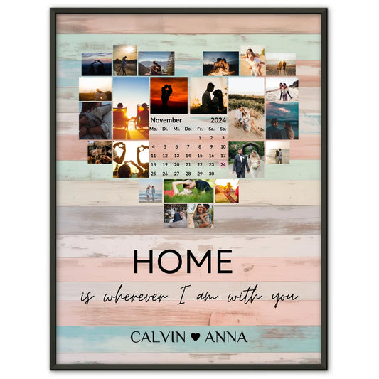 Personalisierte Poster Liebe Fotocollage Home Is Wherever You Are
