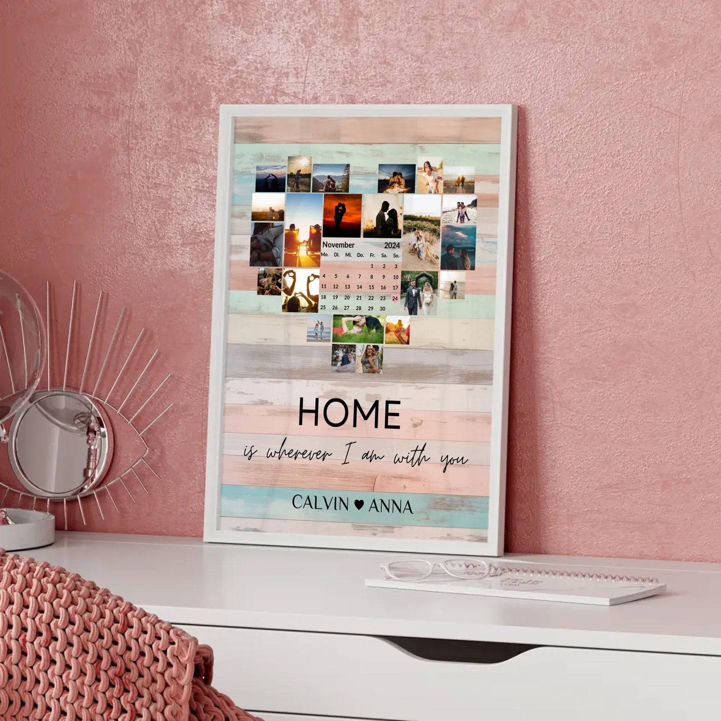 Personalisierte Poster Liebe Fotocollage Home Is Wherever You Are