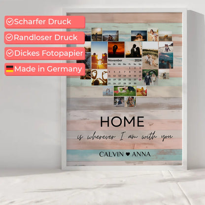 Personalisierte Poster Liebe Fotocollage Home Is Wherever You Are