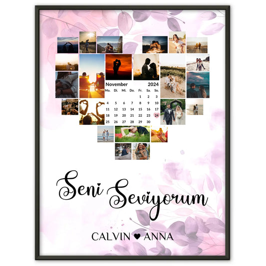 Valentinstag Poster Fotocollage Seni Seviyorum Geschenkidee