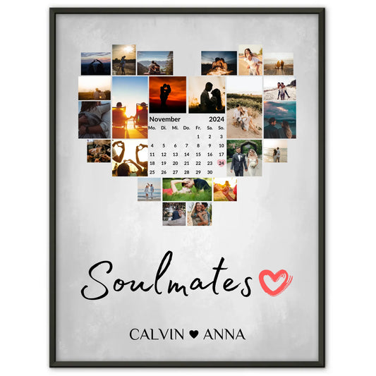 Liebes Poster Fotocollage für Soulmates personalisiert