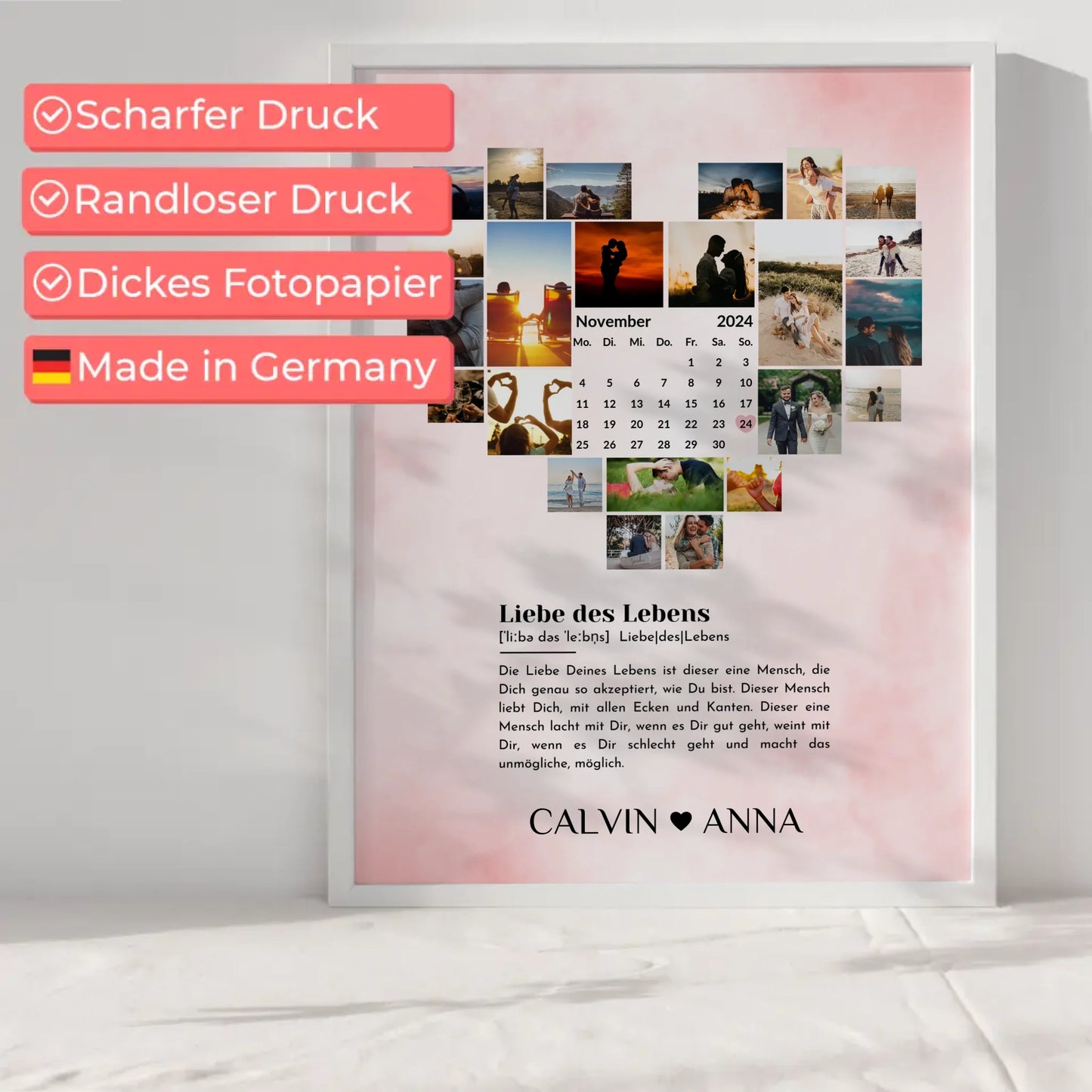 Liebes Poster Personalisiert Fotocollage Definition Liebe Des Lebens