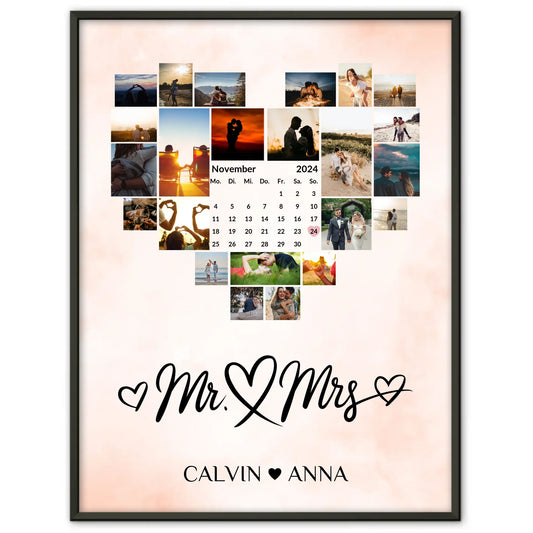 Personalisiertes Paar Poster Fotocollage Mr & Mrs Geschenk