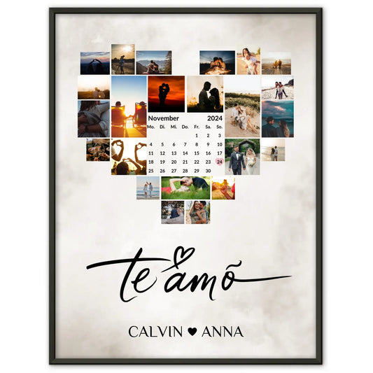 Personalisiertes Poster Fotocollage Te Amo für spezielle Momente