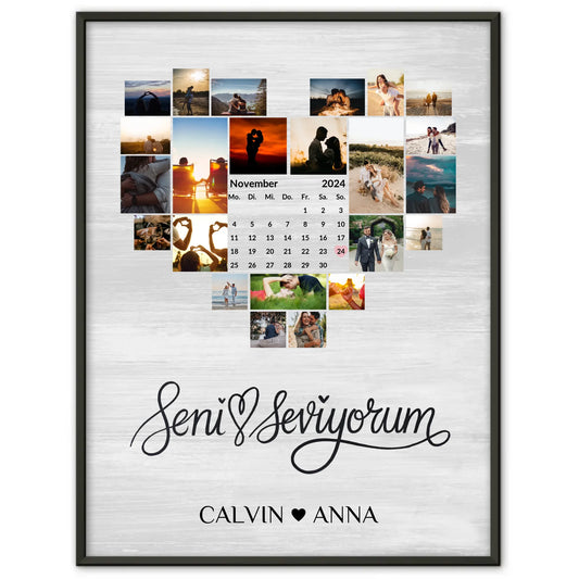 Liebesposter Fotocollage Seni Seviyorum personalisiert gestalten