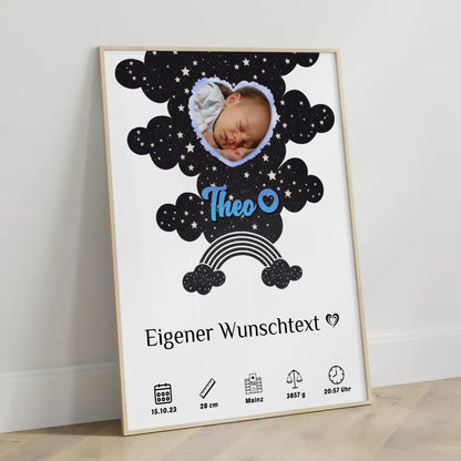 Personalisiertes Poster Geburt für Mädchen Jungen Fotoherz