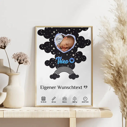 Personalisiertes Poster Geburt für Mädchen Jungen Fotoherz