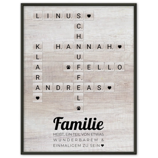 Poster Spruch Familie Teil Von Wunderbarem Kreuzworträtsel Namen
