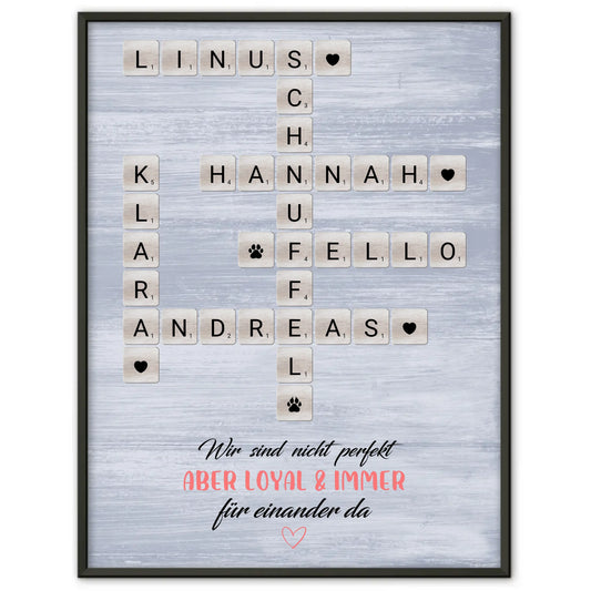 Personalisiertes Poster Familie Loyal Kreuzworträtsel Namen Wunschtext