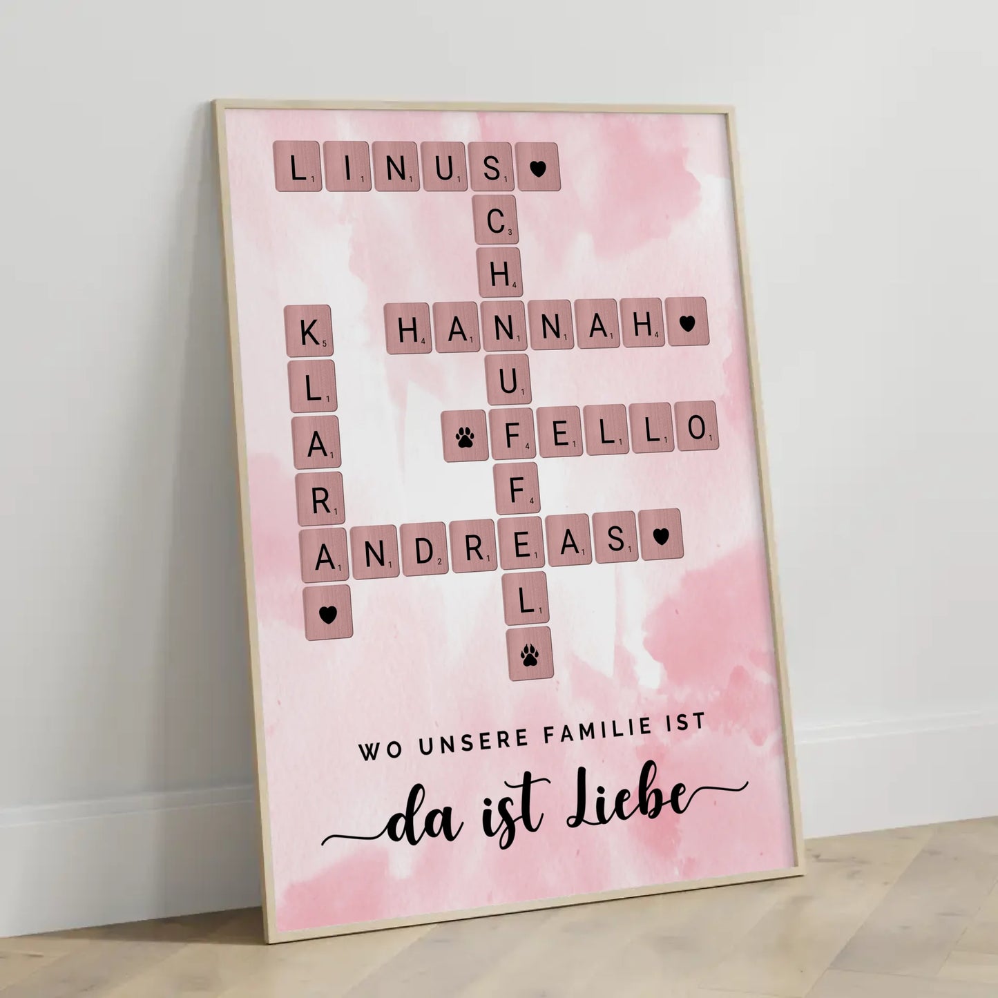 Poster Familie Spruch Wo Unsere Familie Ist Da Ist Liebe Kreuzworträtsel mit Namen Wunschtext