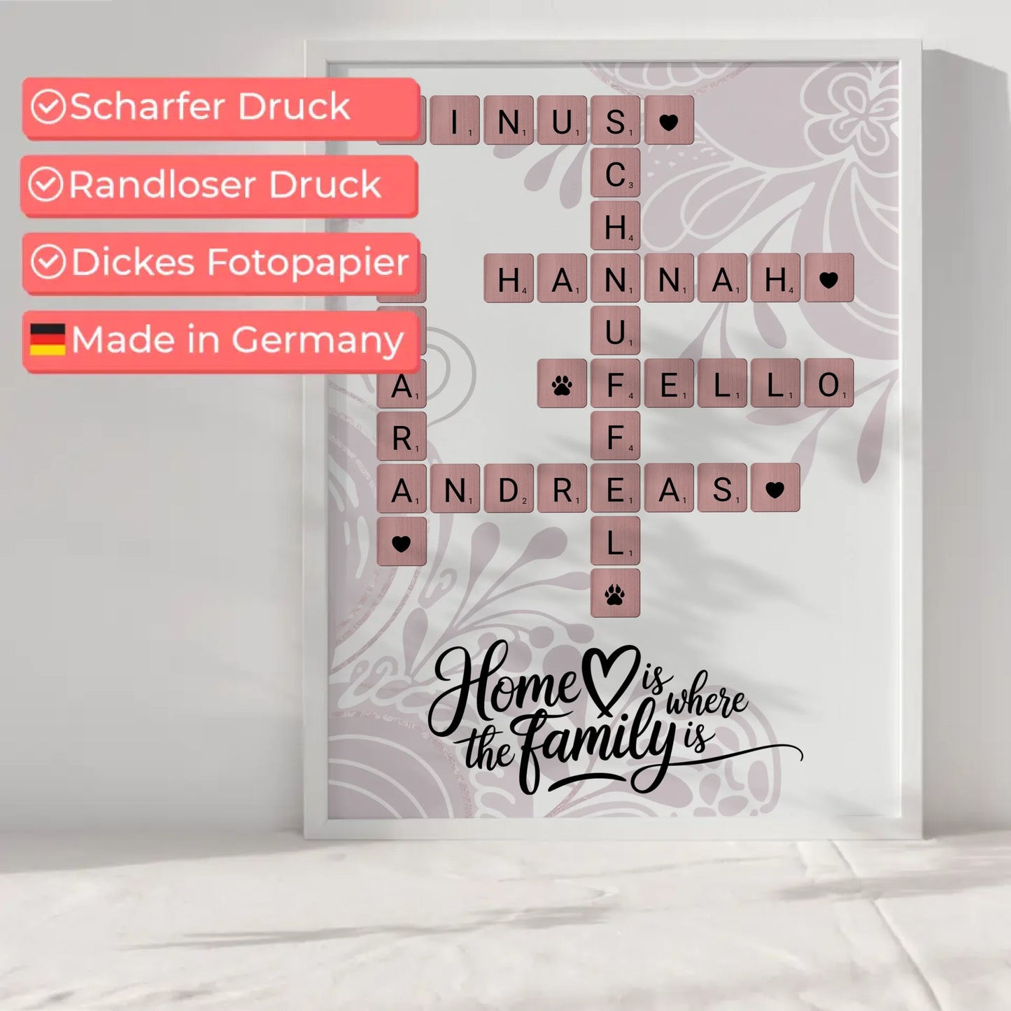 Familien Poster Home is where the family is mit Wunschtext