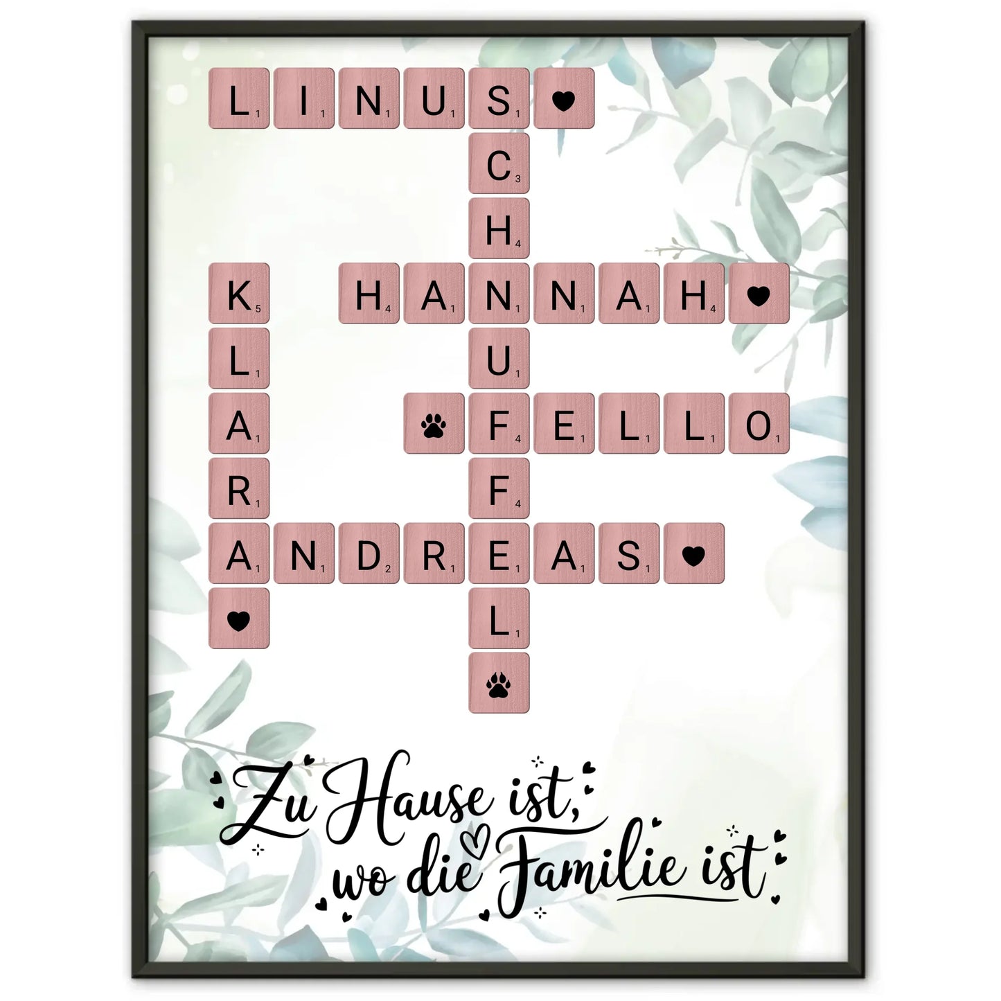 Poster Familie personalisiert Zu Hause ist Namen Scrabble Design