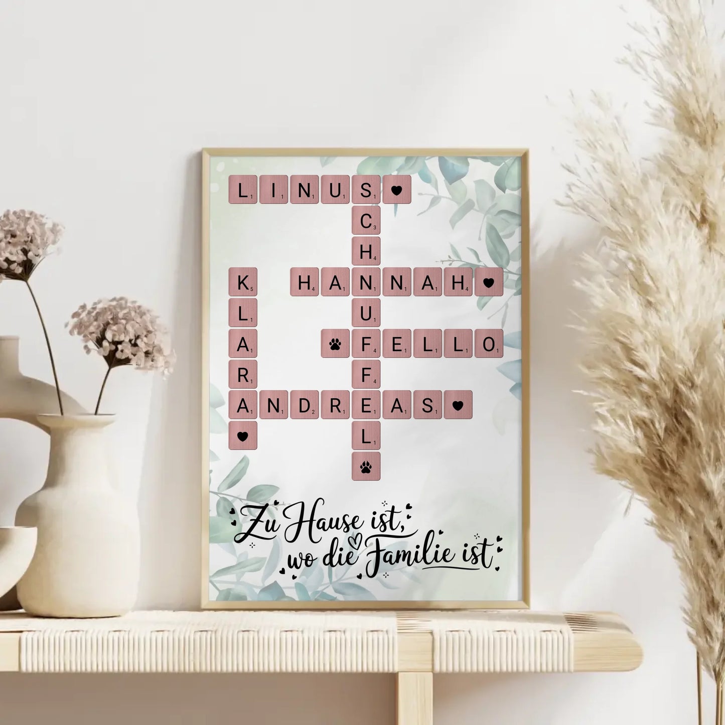 Poster Familie personalisiert Zu Hause ist Namen Scrabble Design