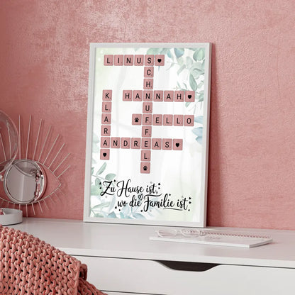 Poster Familie personalisiert Zu Hause ist Namen Scrabble Design
