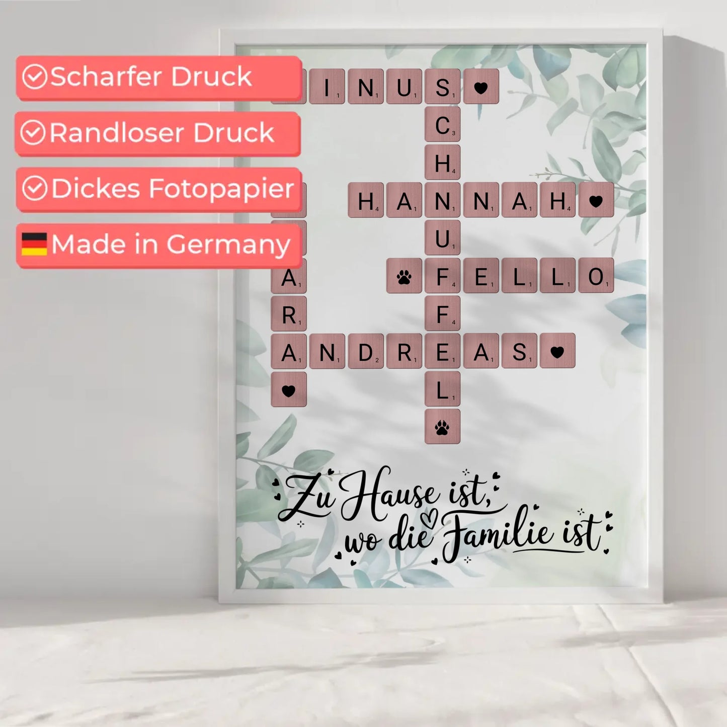 Poster Familie personalisiert Zu Hause ist Namen Scrabble Design