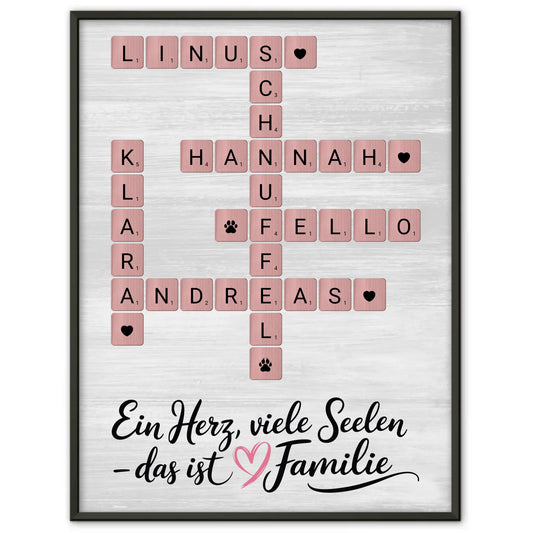 Poster Familie Spruch Ein Herz viele Seelen mit Namen Wunschtext
