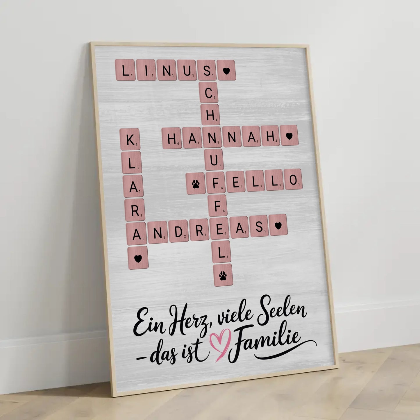 Poster Familie Spruch Ein Herz viele Seelen mit Namen Wunschtext