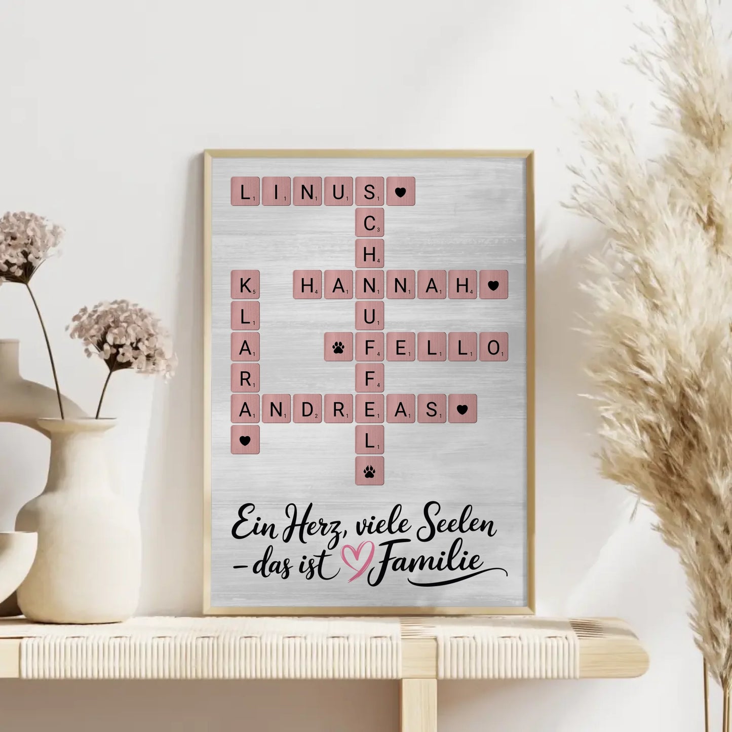 Poster Familie Spruch Ein Herz viele Seelen mit Namen Wunschtext