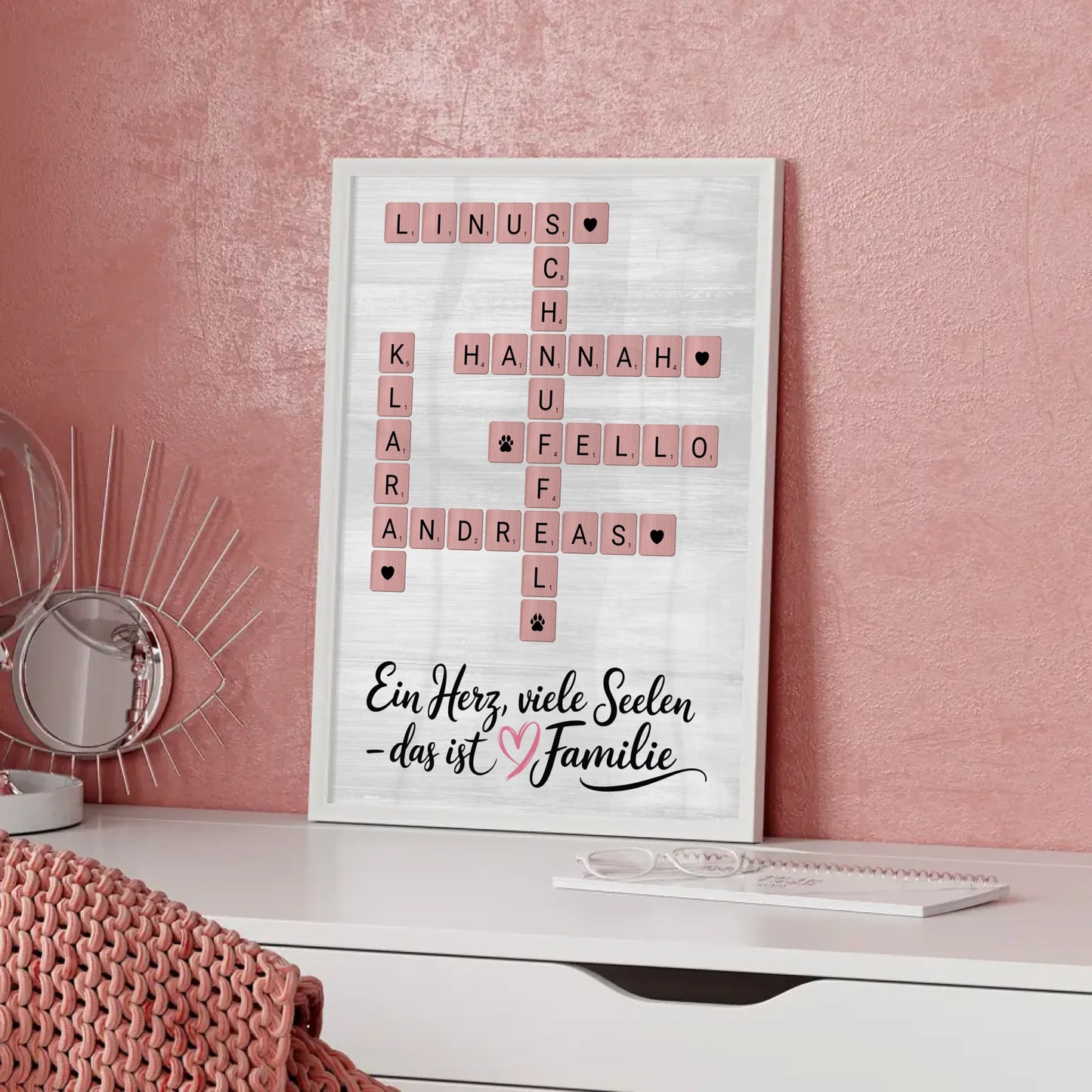 Poster Familie Spruch Ein Herz viele Seelen mit Namen Wunschtext