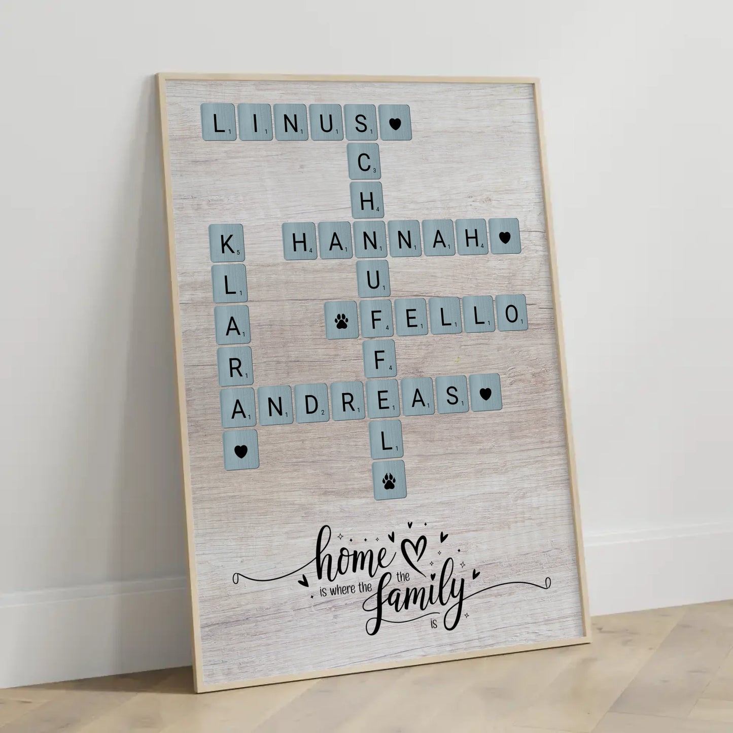 Poster Spruch Familie Home is where the family is Scrabble Style