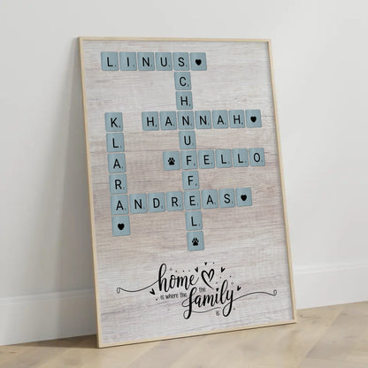 Poster Spruch Familie Home is where the family is Scrabble Style