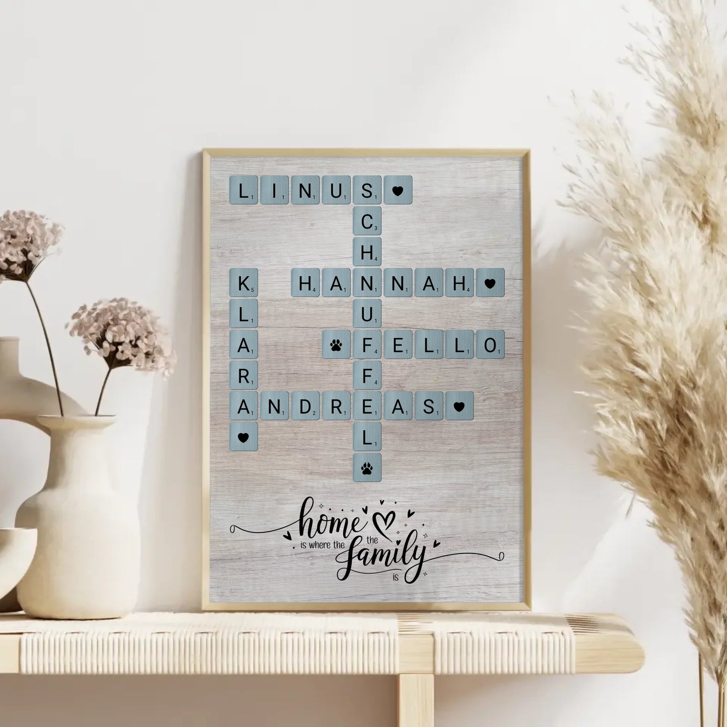 Poster Spruch Familie Home is where the family is Scrabble Style