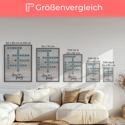 Poster Spruch Familie Home is where the family is Scrabble Style