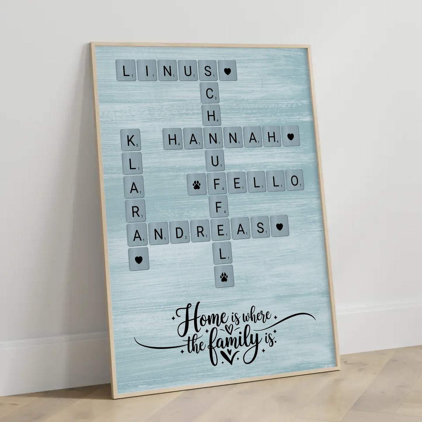 Personalisiertes Poster Home is where the family is Kreuzworträtsel