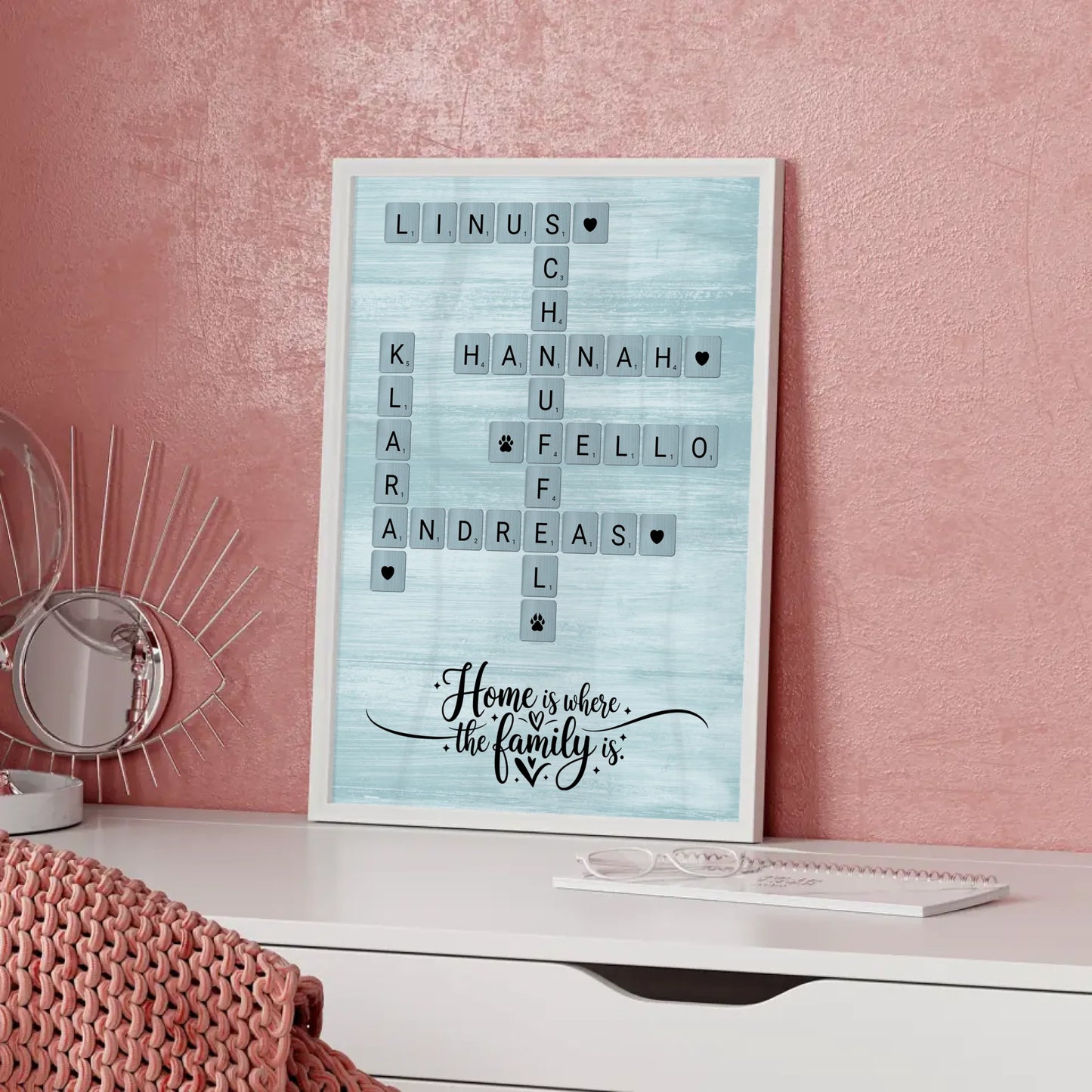 Personalisiertes Poster Home is where the family is Kreuzworträtsel