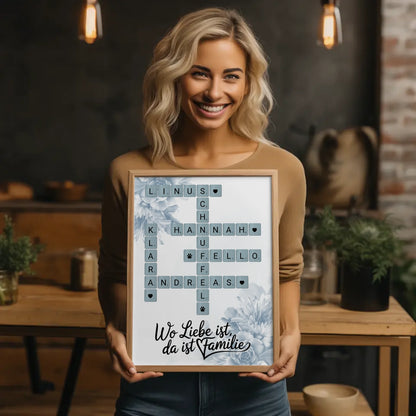 Poster Familienbild Personalisiert Wunschtext Scrabble Design