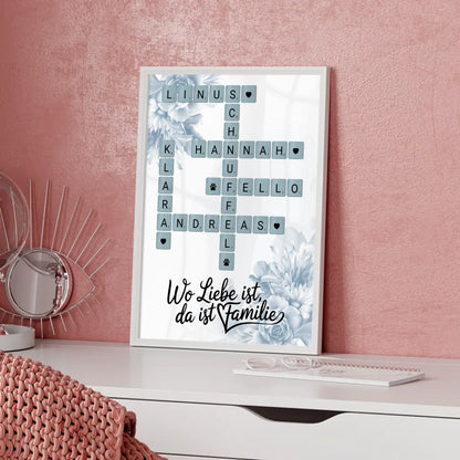 Poster Familienbild Personalisiert Wunschtext Scrabble Design