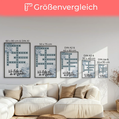 Poster Familienbild Personalisiert Wunschtext Scrabble Design