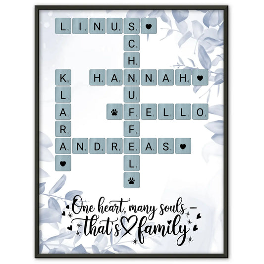 Familien Poster That is family Kreuzworträtsel mit Namen Wunschtext