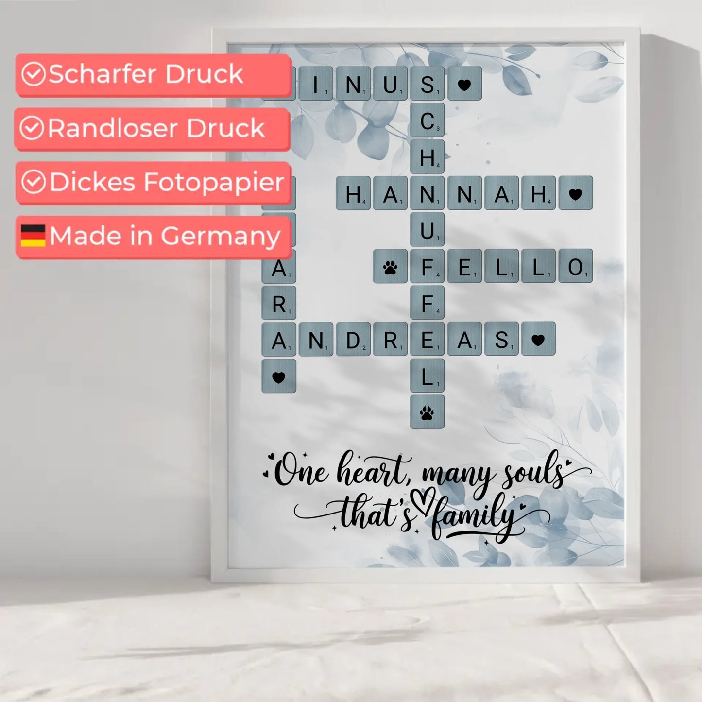 Familienposter That is family im Scrabble Style mit Namen Wunschtext
