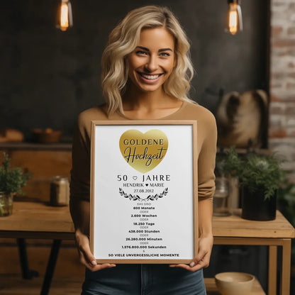 Personalisiertes Poster zum 50 Hochzeitstag Geschenk für Goldene Hochzeit