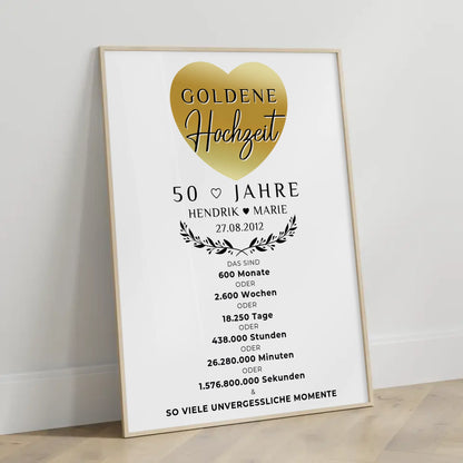Personalisiertes Poster zum 50 Hochzeitstag Geschenk für Goldene Hochzeit